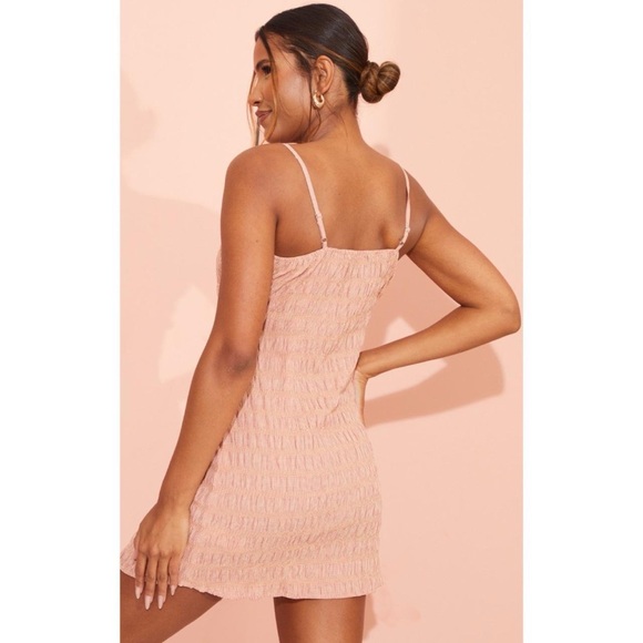 Chic Pink PrettyLittleThing Gingham Body Con Dress with Ruffle Detail - Picture 5 of 8